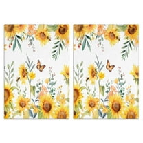 2 Pcs Funny Kitchen Towels,White Butterfly Bee Sunflower Pattern Microfiber Dish Towels,Kitchen Tea Towels,Kitchen Towel Set (18" X 26")