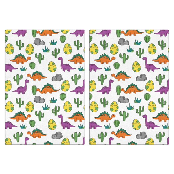 2 Pcs Funny Kitchen Towels,White Cactus Dino Eggs Dinosaurs Pattern Microfiber Dish Towels,Kitchen Tea Towels,Kitchen Towel Set (18" X 26")
