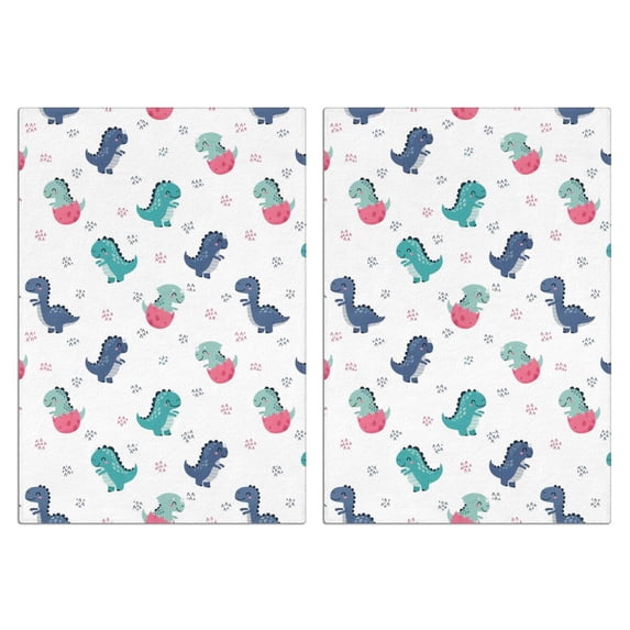 2 Pcs Funny Kitchen Towels,White Cartoon Dinosaurs Eggs Pattern Microfiber Dish Towels,Kitchen Tea Towels,Kitchen Towel Set (18" X 26")