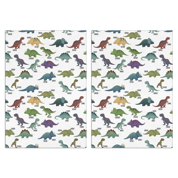 2 Pcs Funny Kitchen Towels,White Cartoon Dinosaurs Names Pattern Microfiber Dish Towels,Kitchen Tea Towels,Kitchen Towel Set (18" X 26")