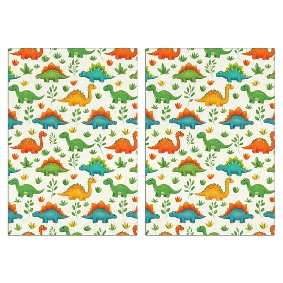 2 Pcs Funny Kitchen Towels,White Cartoon Dinosaurs Plants Pattern Microfiber Dish Towels,Kitchen Tea Towels,Kitchen Towel Set (18" X 26")