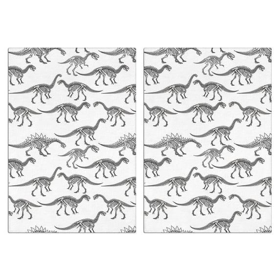 2 Pcs Funny Kitchen Towels,White Cartoon Dinosaurs Skeletons Pattern Microfiber Dish Towels,Kitchen Tea Towels,Kitchen Towel Set (18" X 26")