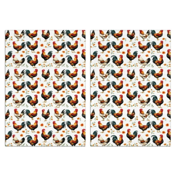 2 Pcs Funny Kitchen Towels,White Chicken Orange Flower Pattern Microfiber Dish Towels,Kitchen Tea Towels,Kitchen Towel Set (18" X 26")