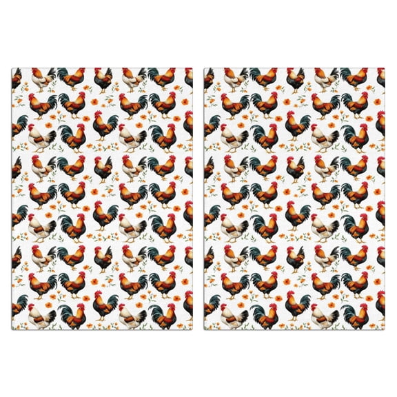 2 Pcs Funny Kitchen Towels,White Chicken Orange Flower Pattern Microfiber Dish Towels,Kitchen Tea Towels,Kitchen Towel Set (18" X 26")