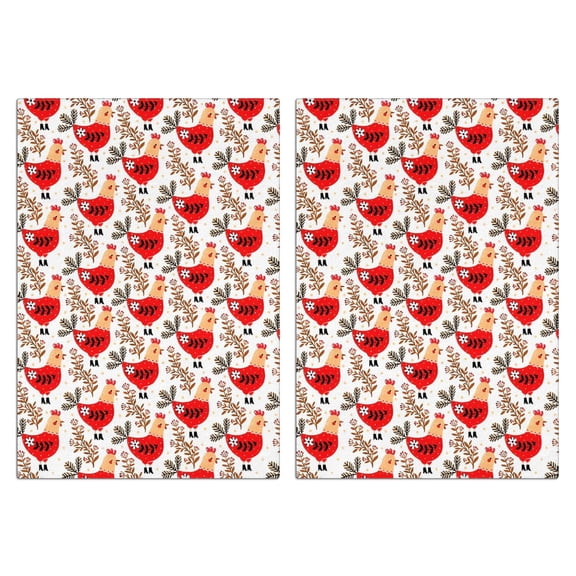 2 Pcs Funny Kitchen Towels,White Chicken Red Chicken Pattern Microfiber Dish Towels,Kitchen Tea Towels,Kitchen Towel Set (18" X 26")