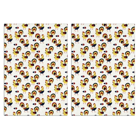 2 Pcs Funny Kitchen Towels,White Chicken Yellow Rooster Egg Pattern Microfiber Dish Towels,Kitchen Tea Towels,Kitchen Towel Set (18" X 26")