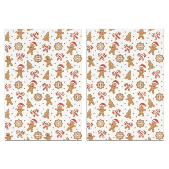 2 Pcs Funny Kitchen Towels,White Christmas Gingerbread Man Pattern Microfiber Dish Towels,Kitchen Tea Towels,Kitchen Towel Set (18" X 26")
