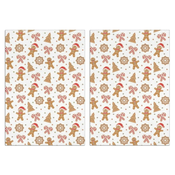 2 Pcs Funny Kitchen Towels,White Christmas Gingerbread Man Pattern Microfiber Dish Towels,Kitchen Tea Towels,Kitchen Towel Set (18" X 26")