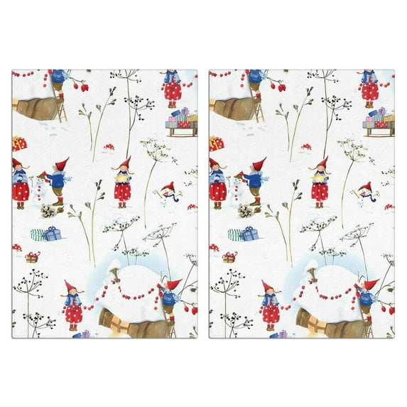 2 Pcs Funny Kitchen Towels,White Christmas Gnome Pattern Microfiber Dish Towels,Kitchen Tea Towels,Kitchen Towel Set (18" X 26")