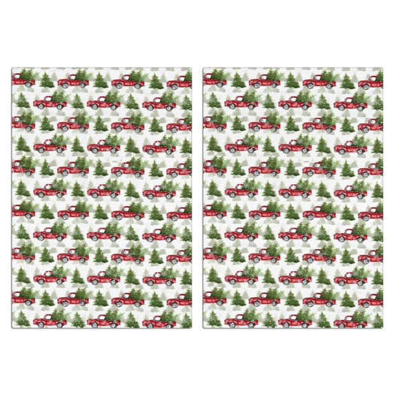 2 Pcs Funny Kitchen Towels,White Christmas Red Truck and Tree Pattern Microfiber Dish Towels,Kitchen Tea Towels,Kitchen Towel Set (18" X 26")