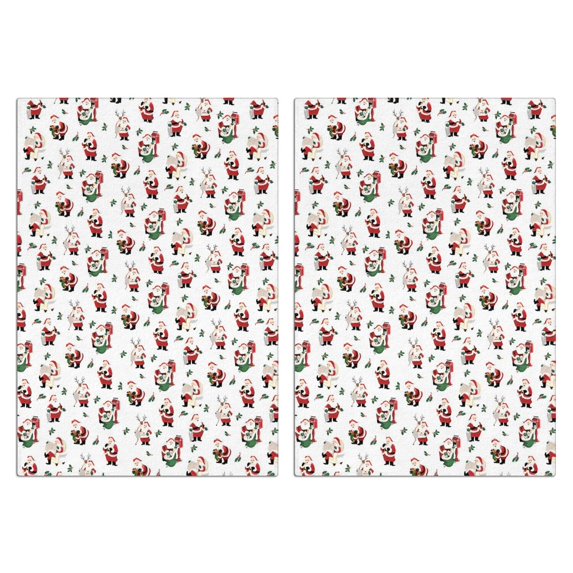 2 Pcs Funny Kitchen Towels,White Christmas Santa Pattern Microfiber Dish Towels,Kitchen Tea Towels,Kitchen Towel Set (18" X 26")