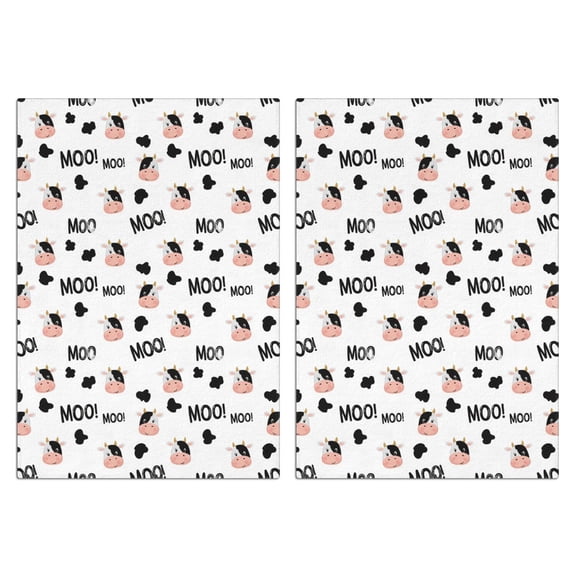 2 Pcs Funny Kitchen Towels,White Cow Black Spot Moo Pattern Microfiber Dish Towels,Kitchen Tea Towels,Kitchen Towel Set (18" X 26")