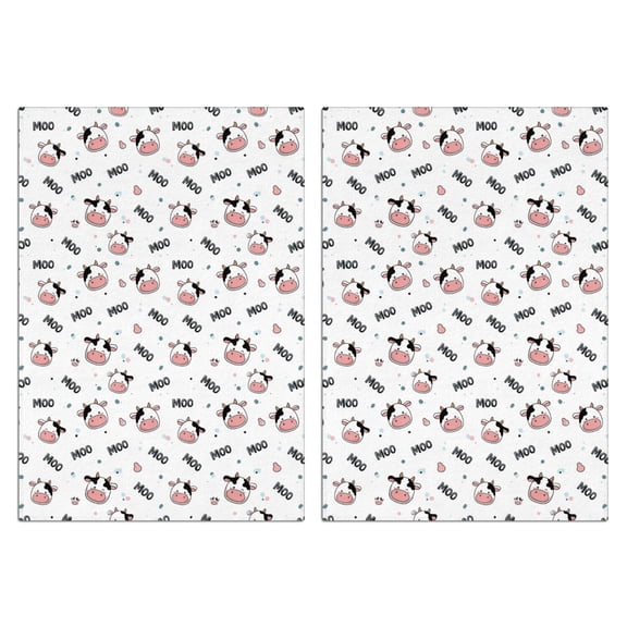 2 Pcs Funny Kitchen Towels,White Cow Colorful Moo Pattern Microfiber Dish Towels,Kitchen Tea Towels,Kitchen Towel Set (18" X 26")