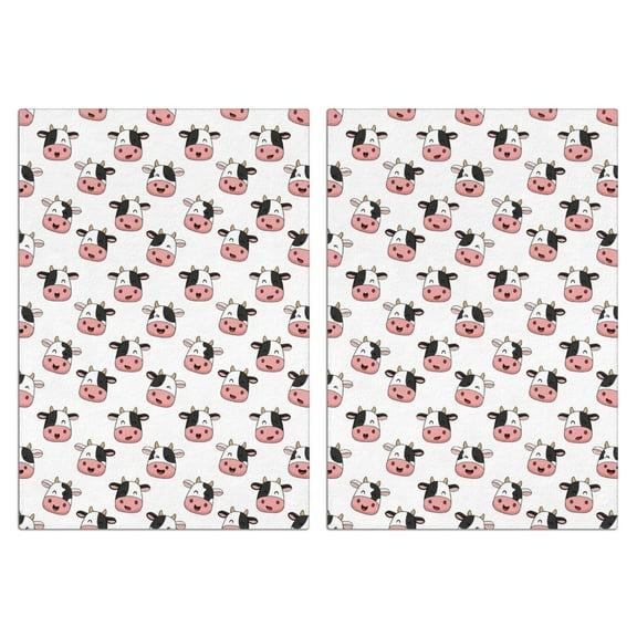 2 Pcs Funny Kitchen Towels,White Cow Face Pattern Microfiber Dish Towels,Kitchen Tea Towels,Kitchen Towel Set (18" X 26")