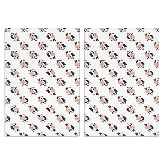 2 Pcs Funny Kitchen Towels,White Cow Flip Pattern Microfiber Dish Towels,Kitchen Tea Towels,Kitchen Towel Set (18" X 26")