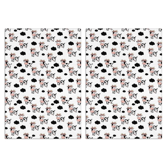 2 Pcs Funny Kitchen Towels,White Cow Floral Crown Pattern Microfiber Dish Towels,Kitchen Tea Towels,Kitchen Towel Set (18" X 26")