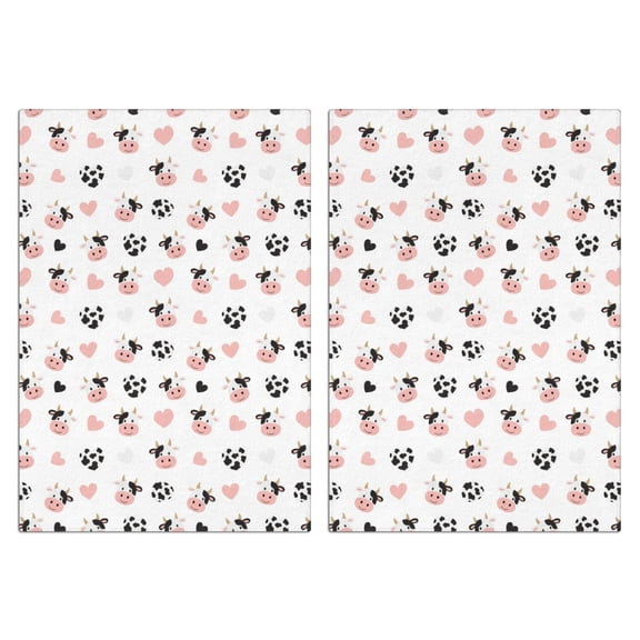 2 Pcs Funny Kitchen Towels,White Cow Heart Pattern Microfiber Dish Towels,Kitchen Tea Towels,Kitchen Towel Set (18" X 26")