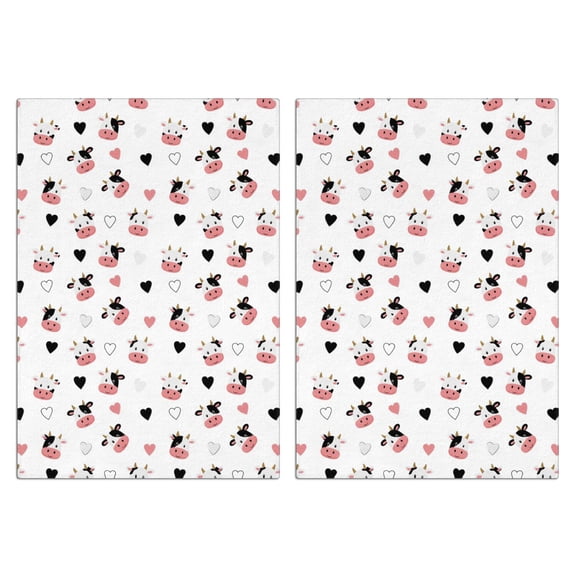 2 Pcs Funny Kitchen Towels,White Cow Heart Pattern Microfiber Dish Towels,Kitchen Tea Towels,Kitchen Towel Set (18" X 26")