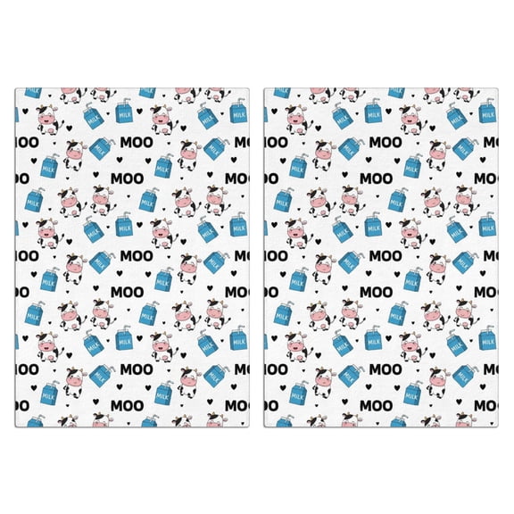 2 Pcs Funny Kitchen Towels,White Cow Milk Box Moo Pattern Microfiber Dish Towels,Kitchen Tea Towels,Kitchen Towel Set (18" X 26")