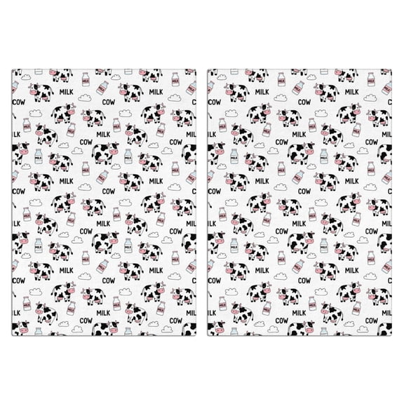 2 Pcs Funny Kitchen Towels,White Cow Milk Cow Pattern Microfiber Dish Towels,Kitchen Tea Towels,Kitchen Towel Set (18" X 26")