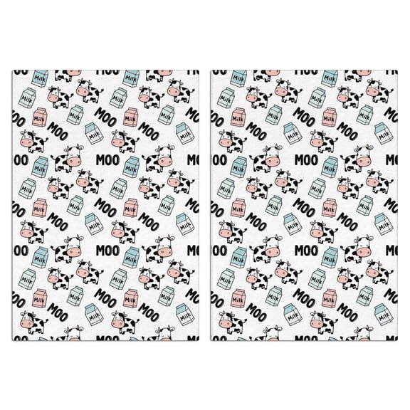 2 Pcs Funny Kitchen Towels,White Cow Milk Moo Pattern Microfiber Dish Towels,Kitchen Tea Towels,Kitchen Towel Set (18" X 26")
