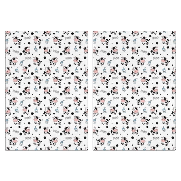 2 Pcs Funny Kitchen Towels,White Cow Milk Moo Pattern Microfiber Dish Towels,Kitchen Tea Towels,Kitchen Towel Set (18" X 26")