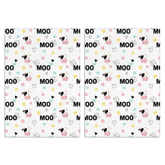 2 Pcs Funny Kitchen Towels,White Cow Moo Pattern Microfiber Dish Towels,Kitchen Tea Towels,Kitchen Towel Set (18" X 26")