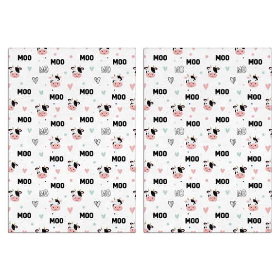 2 Pcs Funny Kitchen Towels,White Cow Moo Pattern Microfiber Dish Towels,Kitchen Tea Towels,Kitchen Towel Set (18" X 26")