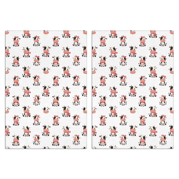 2 Pcs Funny Kitchen Towels,White Cow Scarf Pattern Microfiber Dish Towels,Kitchen Tea Towels,Kitchen Towel Set (18" X 26")