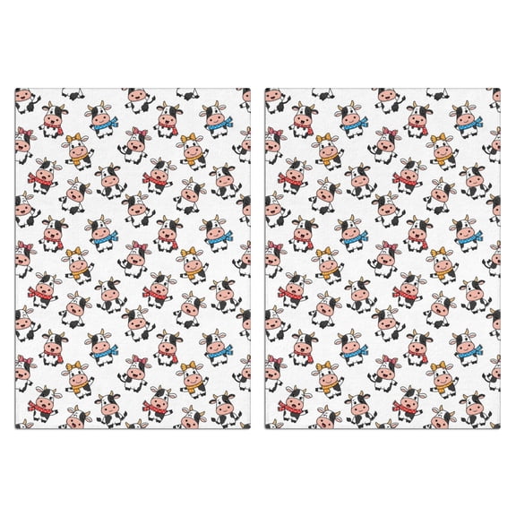 2 Pcs Funny Kitchen Towels,White Cow Scarf Pattern Microfiber Dish Towels,Kitchen Tea Towels,Kitchen Towel Set (18" X 26")