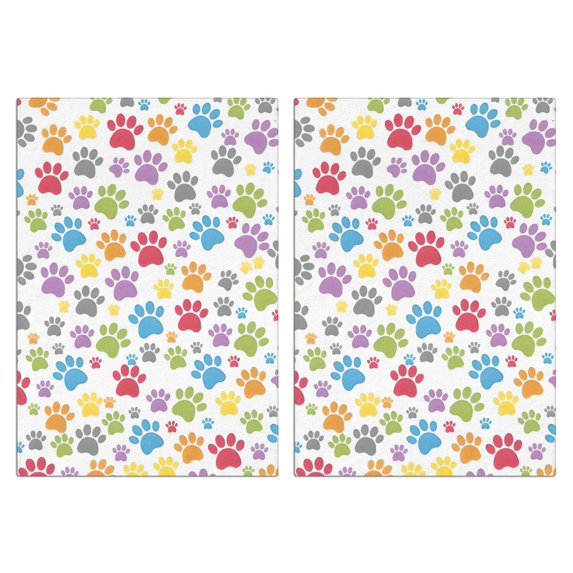 2 Pcs Funny Kitchen Towels,White Dog Paw Footprint Microfiber Dish Towels,Kitchen Tea Towels,Kitchen Towel Set (18" X 26")