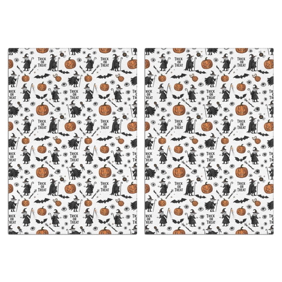 2 Pcs Funny Kitchen Towels,White Halloween Witch Pumpkin Pattern Microfiber Dish Towels,Kitchen Tea Towels,Kitchen Towel Set (18" X 26")