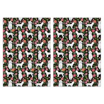 2 Pcs Funny Kitchen Towels,White Poodle Dog Hawaiian Floral Microfiber Dish Towels,Kitchen Tea Towels,Kitchen Towel Set (18" X 26")