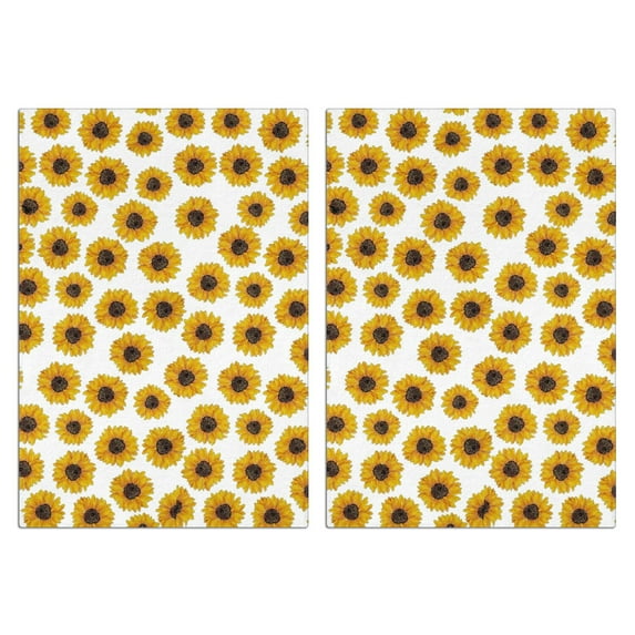 2 Pcs Funny Kitchen Towels,White Small Sunflower Pattern Microfiber Dish Towels,Kitchen Tea Towels,Kitchen Towel Set (18" X 26")