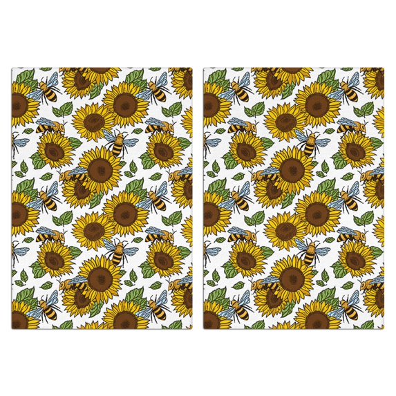 2 Pcs Funny Kitchen Towels,White Sunflower Microfiber Dish Towels,Kitchen Tea Towels,Kitchen Towel Set (18" X 26")