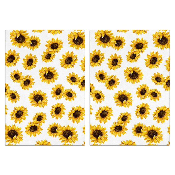 2 Pcs Funny Kitchen Towels,White Sunflower Microfiber Dish Towels,Kitchen Tea Towels,Kitchen Towel Set (18" X 26")