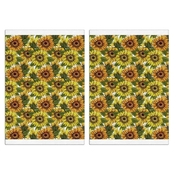 2 Pcs Funny Kitchen Towels,White Sunflower Pattern Microfiber Dish Towels,Kitchen Tea Towels,Kitchen Towel Set (18" X 26")