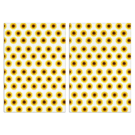 2 Pcs Funny Kitchen Towels,White Sunflower Pattern Microfiber Dish Towels,Kitchen Tea Towels,Kitchen Towel Set (18" X 26")