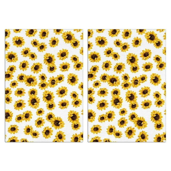 2 Pcs Funny Kitchen Towels,White Yellow Sunflower Pattern Microfiber Dish Towels,Kitchen Tea Towels,Kitchen Towel Set (18" X 26")
