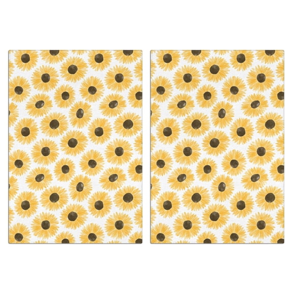 2 Pcs Funny Kitchen Towels,White Yellow Sunflower Pattern Microfiber Dish Towels,Kitchen Tea Towels,Kitchen Towel Set (18" X 26")