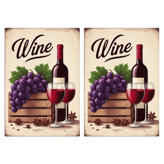 2 Pcs Funny Kitchen Towels,Wine with Grapes Microfiber Dish Towels,Kitchen Tea Towels,Kitchen Towel Set (18" X 26")