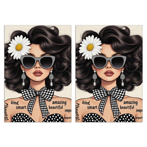 2 Pcs Funny Kitchen Towels,Woman with Flower Microfiber Dish Towels,Kitchen Tea Towels,Kitchen Towel Set (18" X 26")