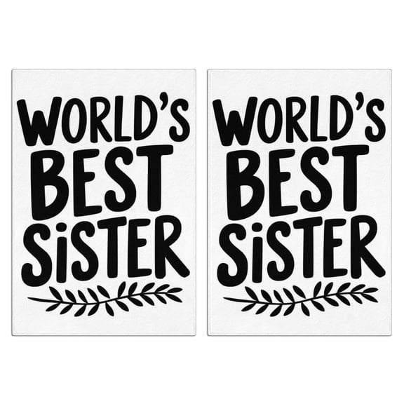 2 Pcs Funny Kitchen Towels,World‘s Best Sister Microfiber Dish Towels,Kitchen Tea Towels,Kitchen Towel Set (18" X 26")