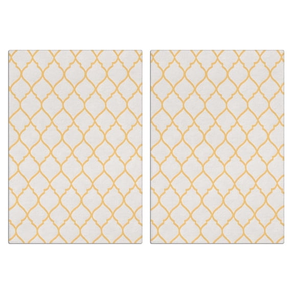 2 Pcs Funny Kitchen Towels,Yellow Geometric Quatrefoil Pattern Microfiber Dish Towels,Kitchen Tea Towels,Kitchen Towel Set (18" X 26")