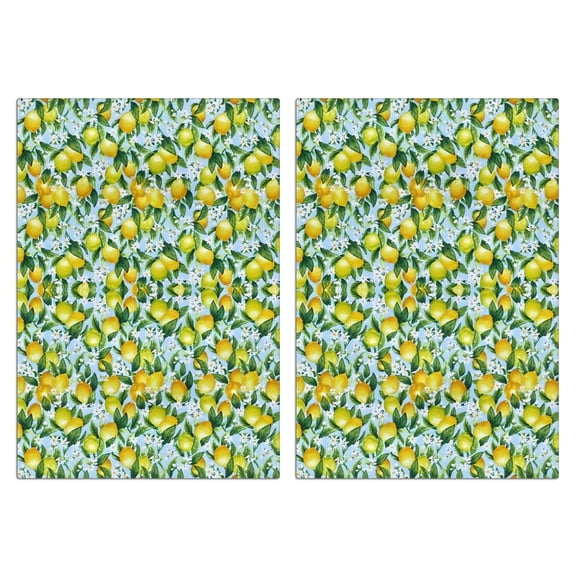 2 Pcs Funny Kitchen Towels,Yellow Lemon Flowers LightBlue Pattern Microfiber Dish Towels,Kitchen Tea Towels,Kitchen Towel Set (18" X 26")