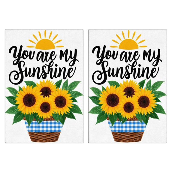 2 Pcs Funny Kitchen Towels,You Are My Sunshine Sunflowers in a Basket Microfiber Dish Towels,Kitchen Tea Towels,Kitchen Towel Set (18" X 26")