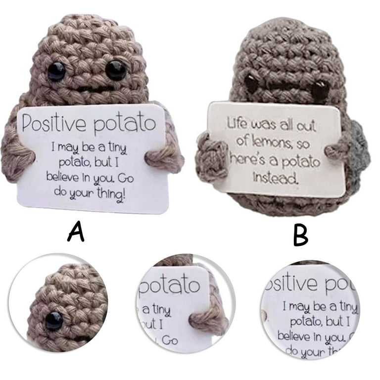 Funny Positive Potato, Cute Wool Knitting Doll With Positive  Card,positivity Affirmation Cards New Year Gift Decor