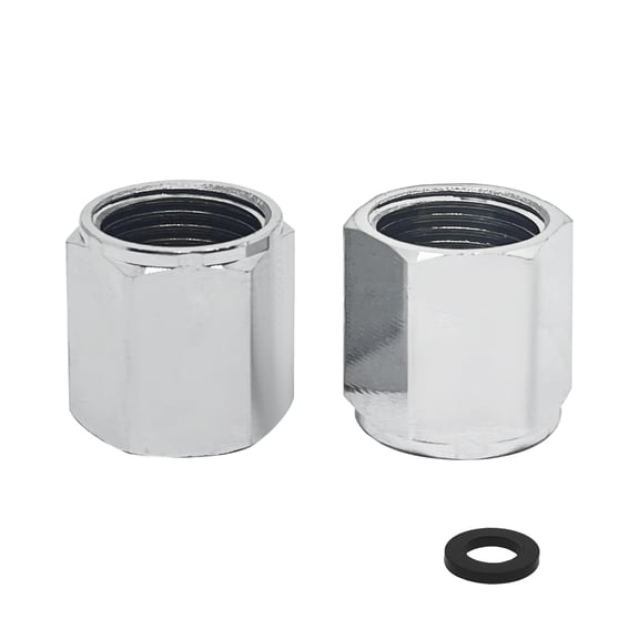 2 Pcs G1/2 in Female To NPT 1/2in Female Faucet Adapter,Brass Pipe Fittings Water Hose Adapter,Compression Fitting For Kitchen Bathroom Faucet,With Rubber Washer