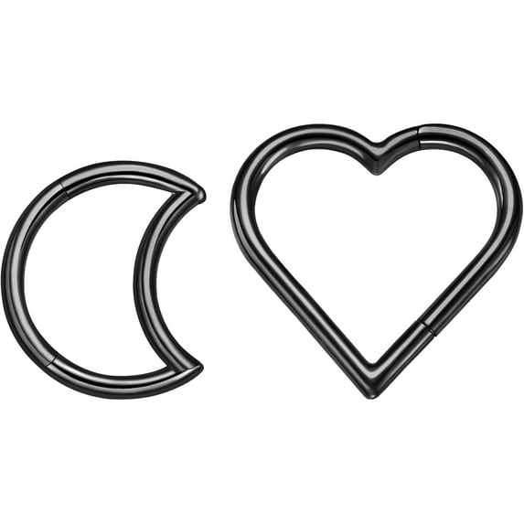 2 Pcs G23 Titanium Heart Daith Piercing Jewelry Rook Tragus Clicker Ring Cartilage Earrings 16G