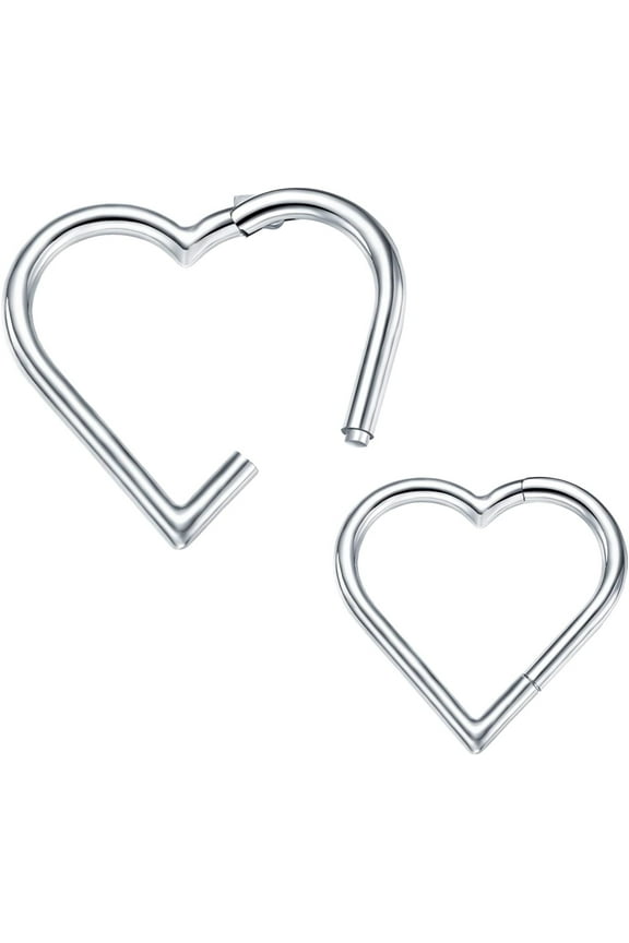 2 Pcs G23 Titanium Heart Daith Piercing Jewelry Rook Tragus Clicker Ring Cartilage Earrings 16G